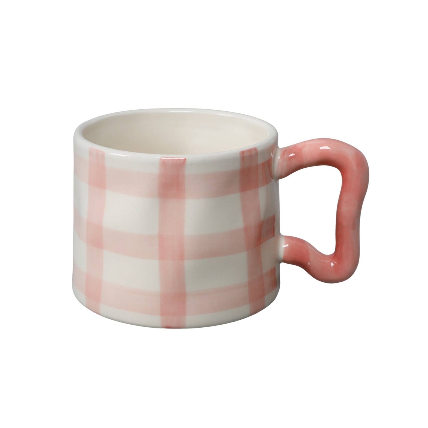 Artisan Pink Checker Ceramic Mug
