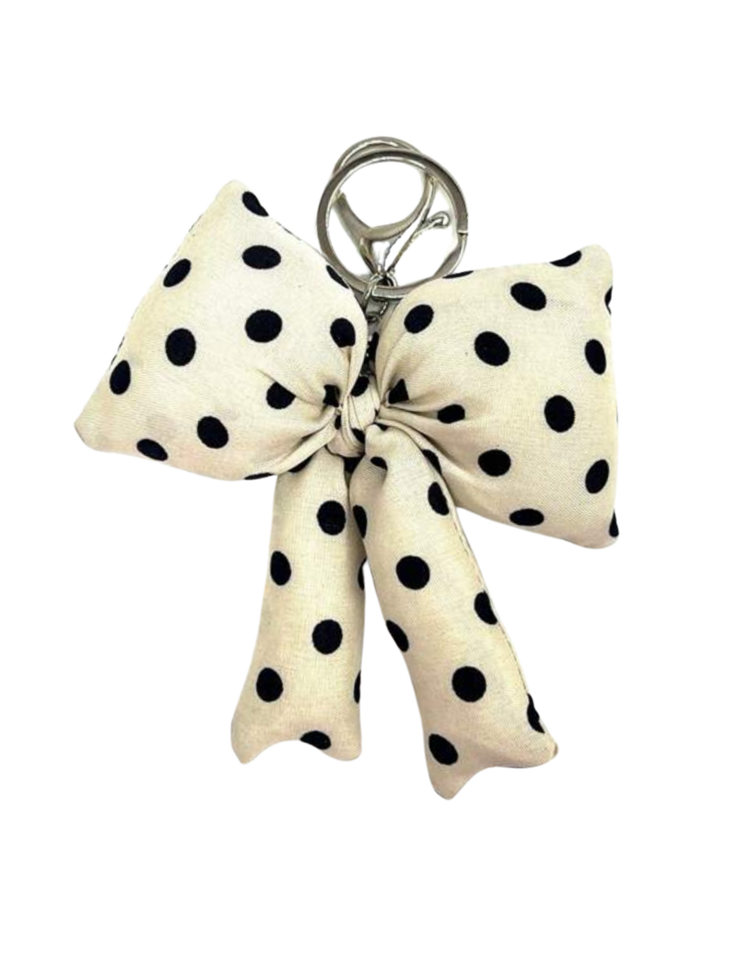 Polka Dot Puffy Bow Ribbon Bag Charm Keychain