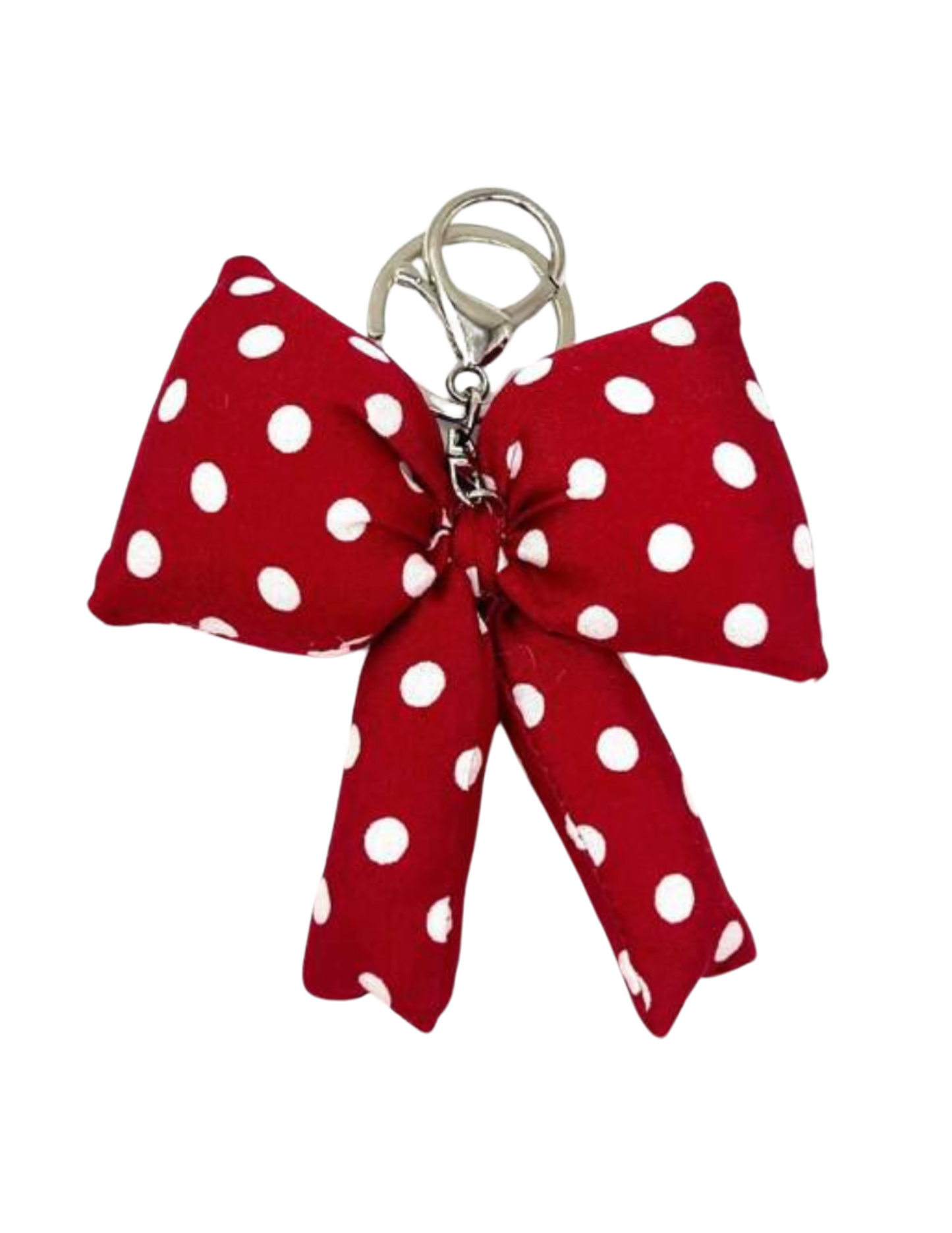 Polka Dot Puffy Bow Ribbon Bag Charm Keychain