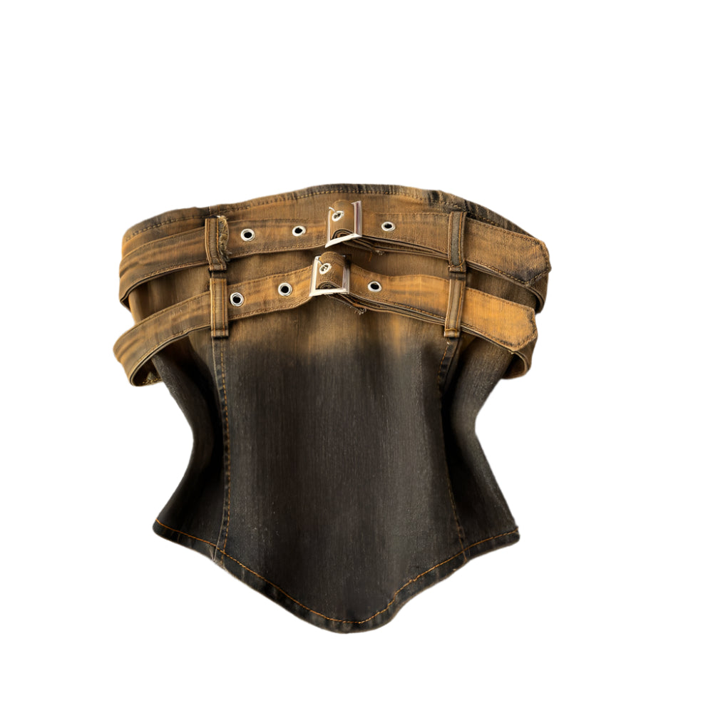 Belted Denim Tube Top