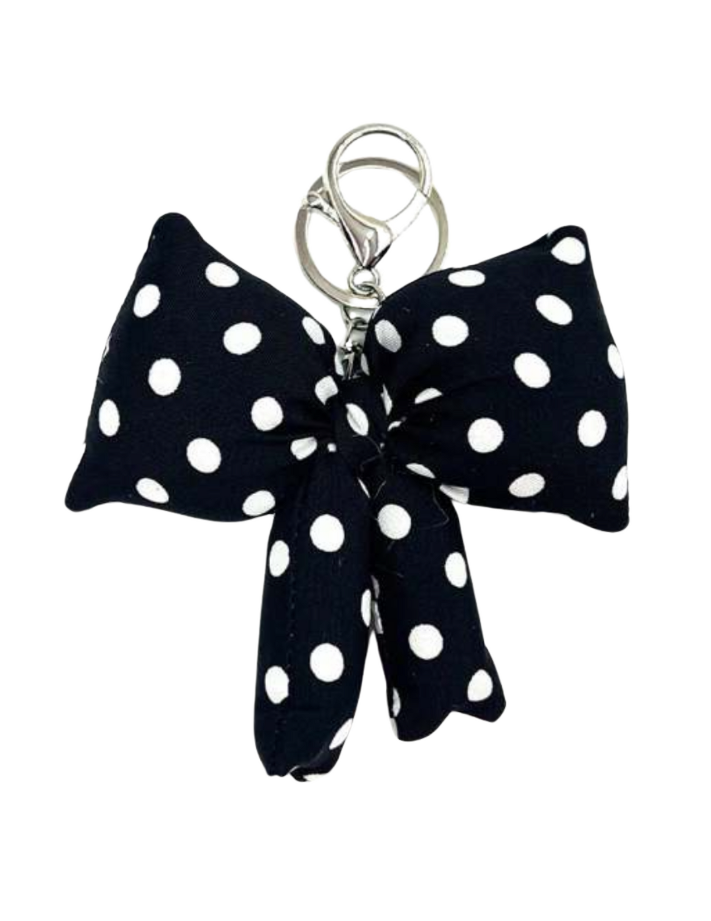Polka Dot Puffy Bow Ribbon Bag Charm Keychain