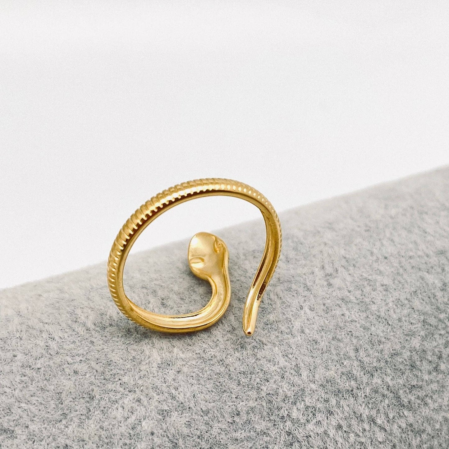 18K Gold Plated Green-Eyed Snake Ring