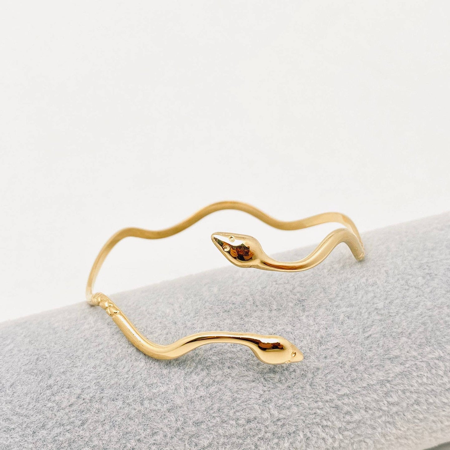Double Headed Snake Wavy Cuff Bangle