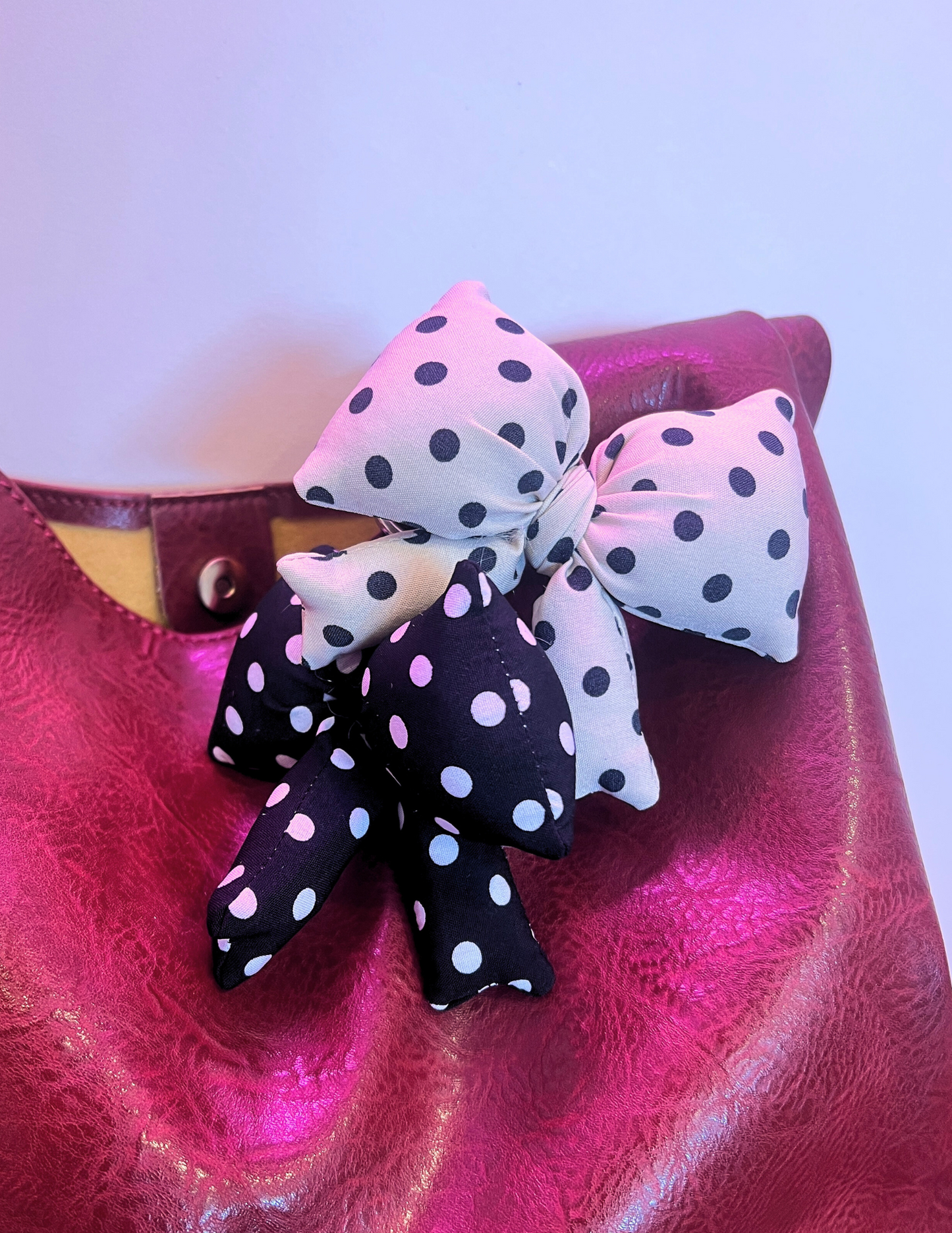 Polka Dot Puffy Bow Ribbon Bag Charm Keychain