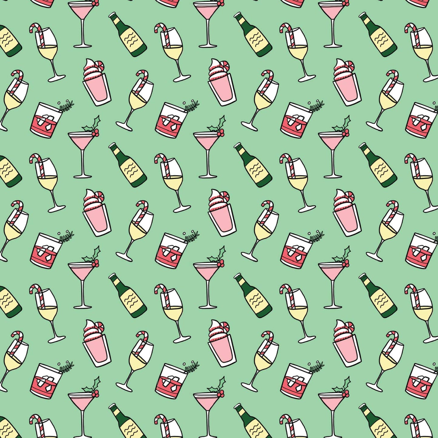 Holiday Cocktail Drinks Wrapping Paper Roll