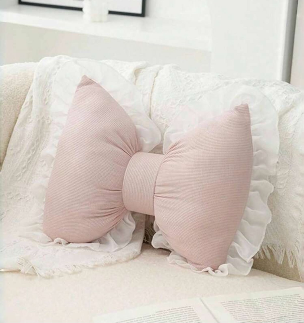 Pink Bow Throw Pillow