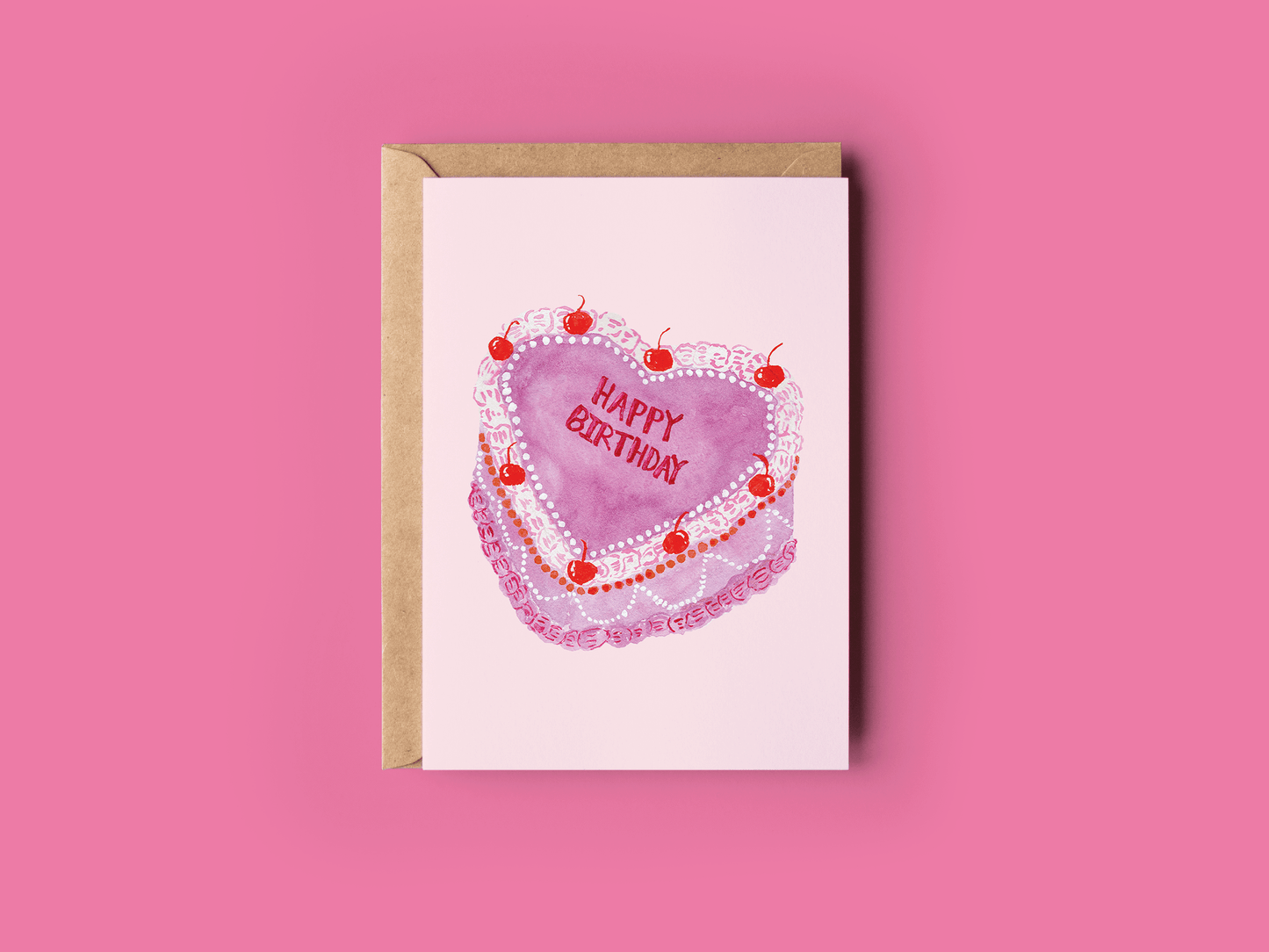 Vintage Heart Cake Greeting Card
