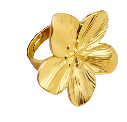 Gold-Plated Hibiscus Flower Ring