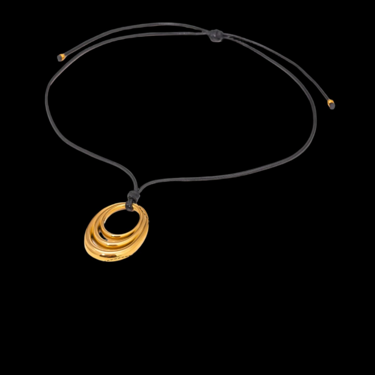 Gold-Plated Abstract Pendant on Leather Cord