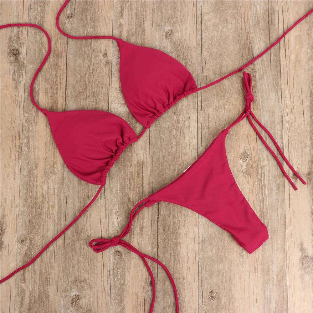 Wine Red Triangle Bikini (Separates)