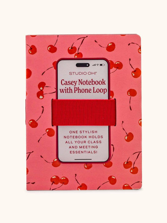 Fresh-Picked Cherries Casey Notebook with Phone Loop