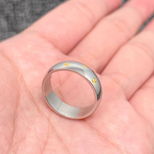 18K Gold-Plated Stainless Steel Two Tone Star Ring