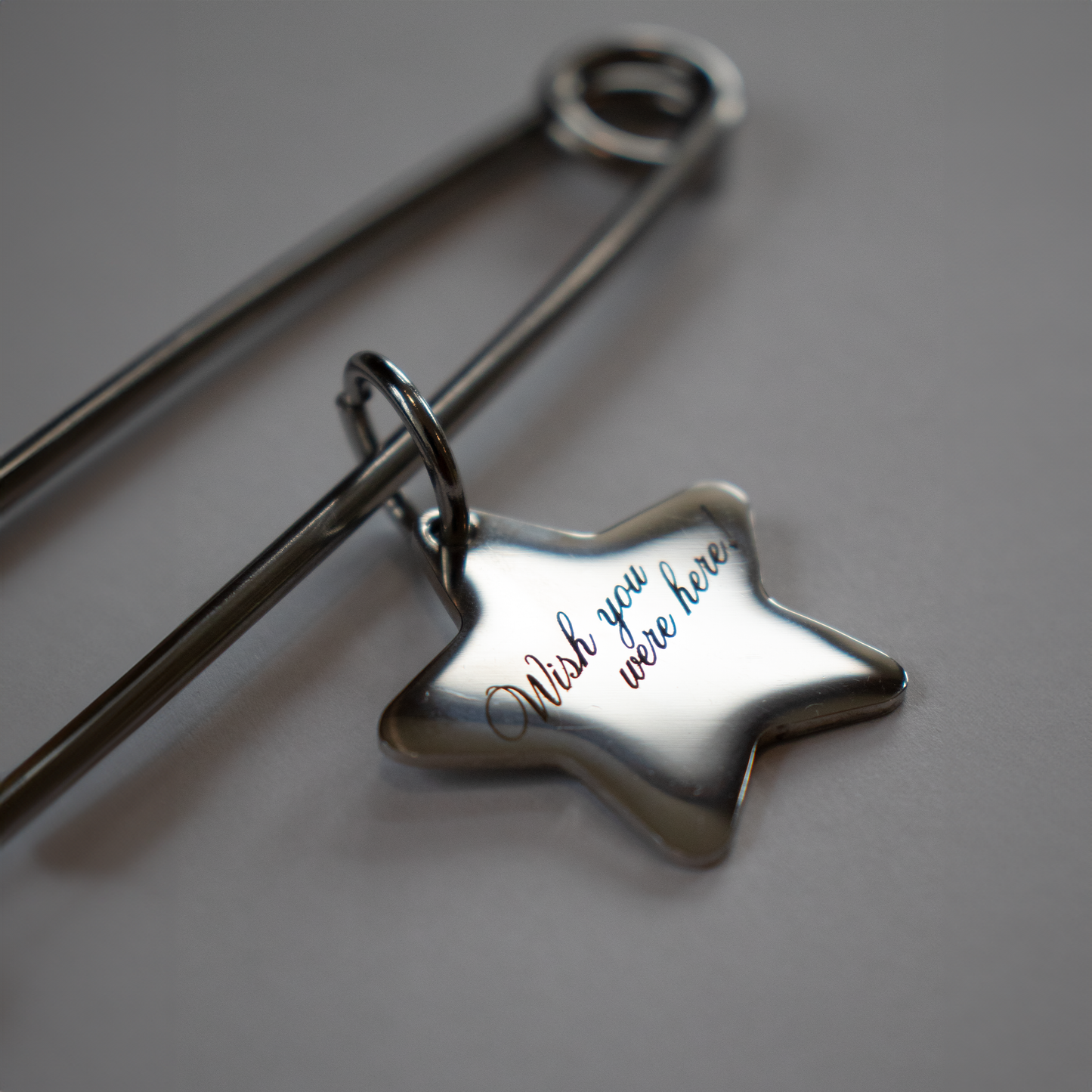 Oversized Safety Pin Keychain with Star Charm