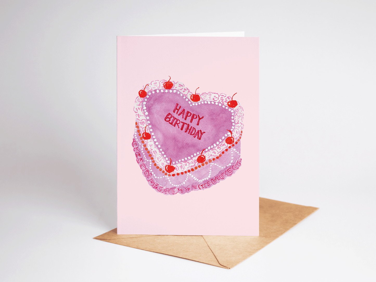 Vintage Heart Cake Greeting Card