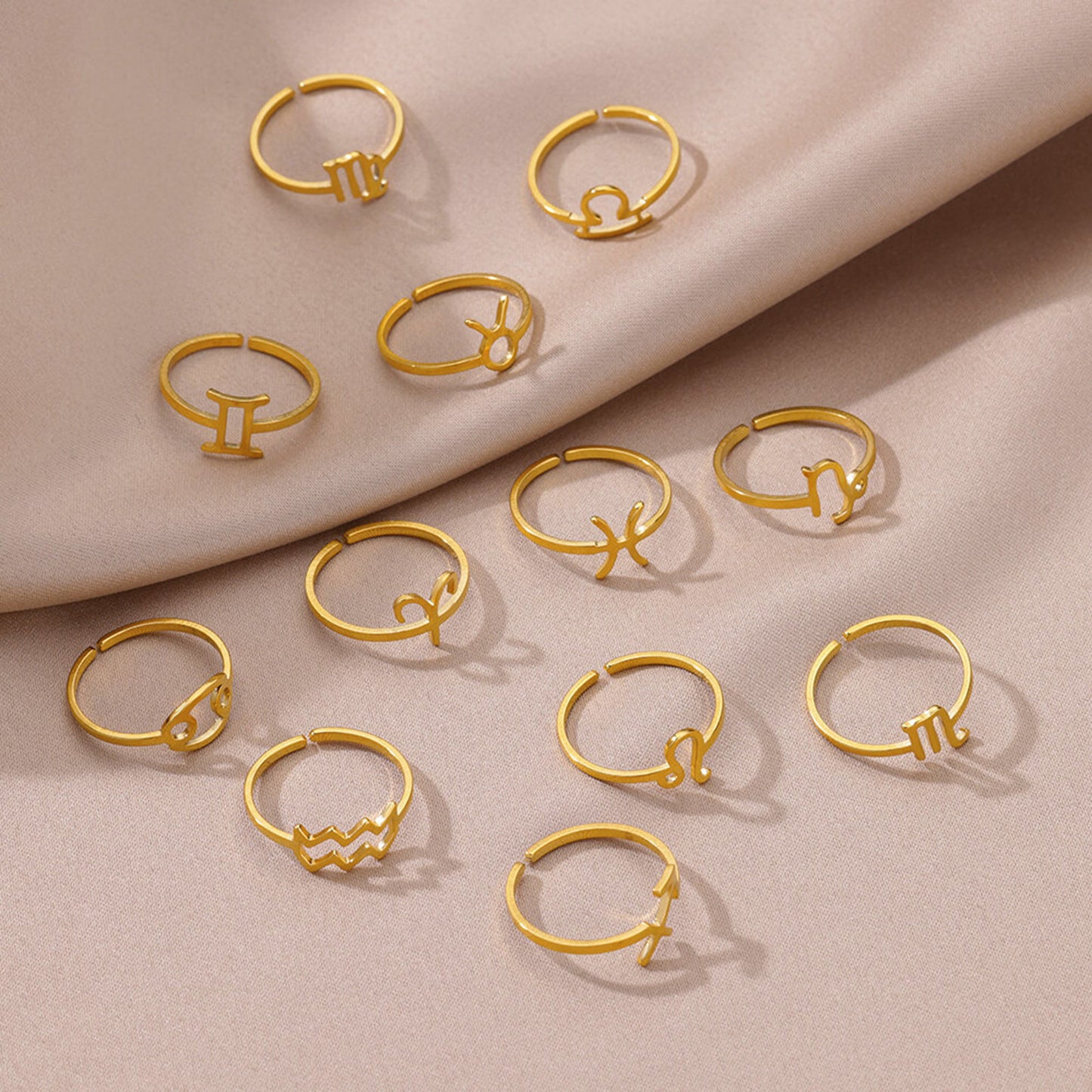 Zodiac Sign Gold Ring (Adjustable)