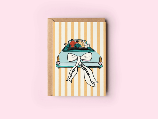 "Just Married" Dogs in Love Wedding Greeting Card