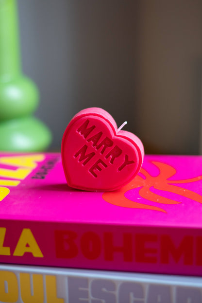 True Love Heart-Shaped Candle - Hot Pink