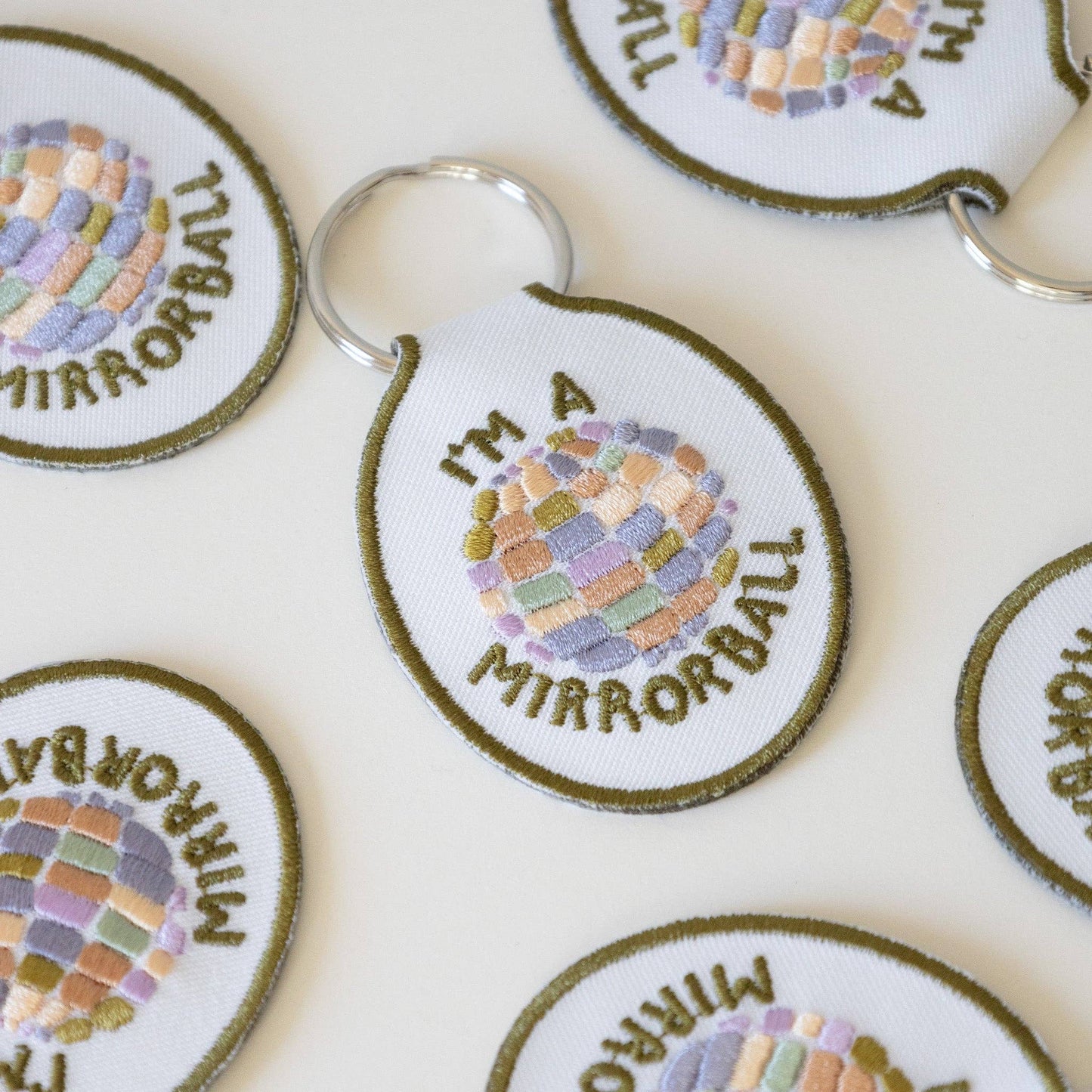 Mirrorball Embroidered Keychain