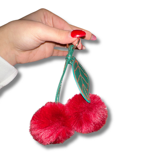 Jumbo Fuzzy Cherry Keychain / Bag Charm