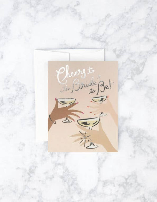 "Cheers To The Bride" Greeting Card with Silver Foil