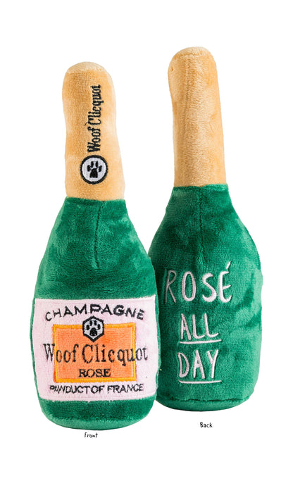 Woof Clicquot Rose' Champagne Bottle Squeaker Dog Toy: Small