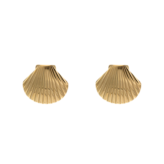 Gold Clamshell Earrings