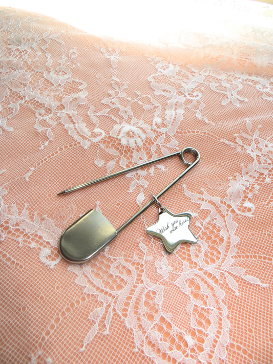 Oversized Safety Pin Keychain with Star Charm