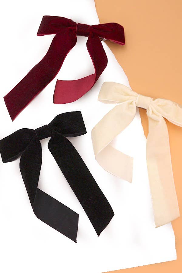 VELVET BOW LACE HAIR CLIPS |  Black