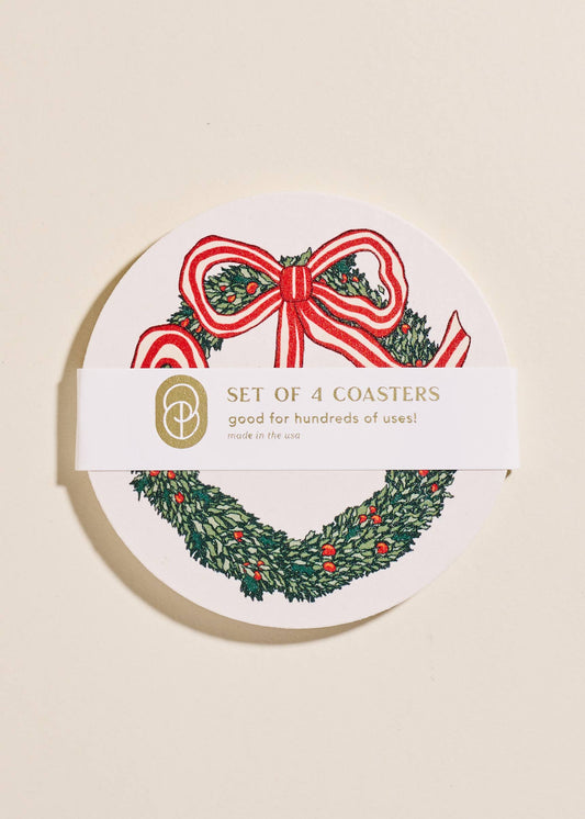 Holiday Wreath Coaster Set