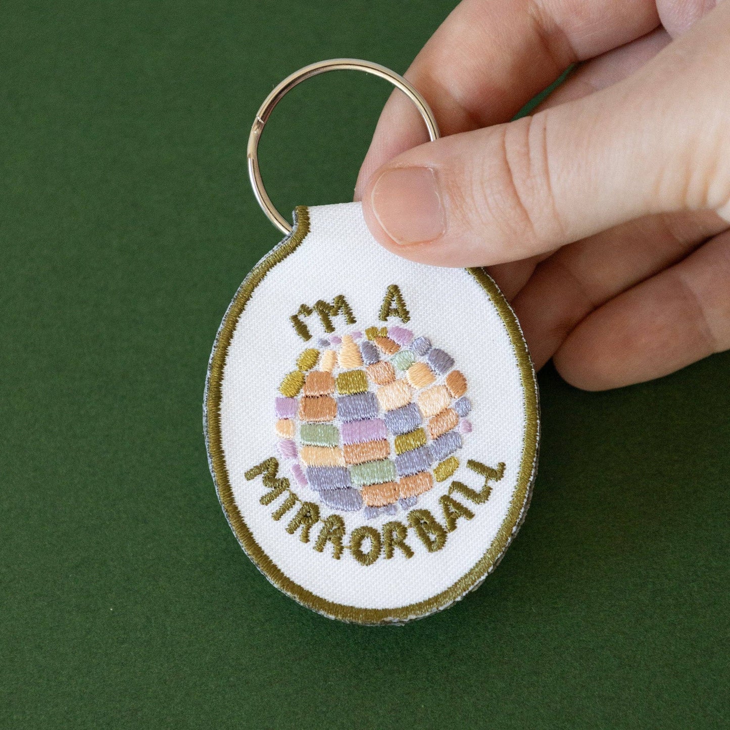 Mirrorball Embroidered Keychain