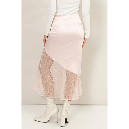 Faith Satin and Lace Midi Skirt