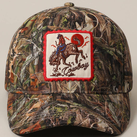 Cowboy Embroidery Patch Camo Hat