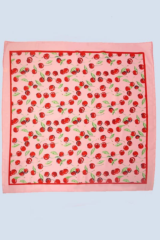 Cherry Print Silky Bandana Scarf