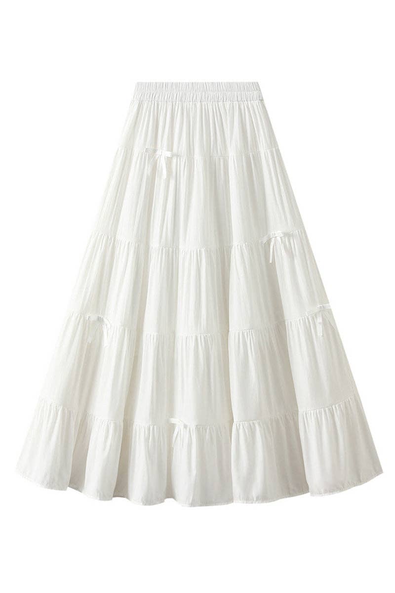 White Maxi Skirt with Bow Details