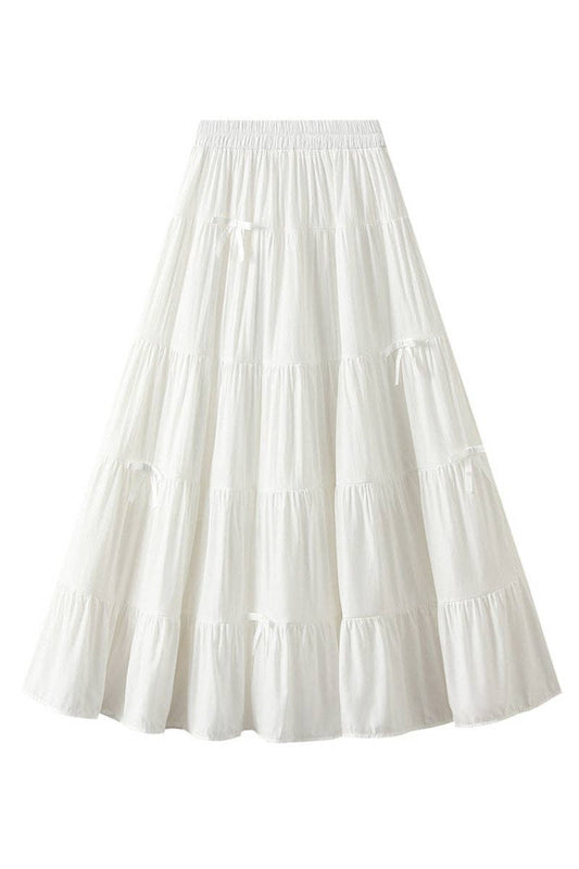 White Maxi Skirt with Bow Details