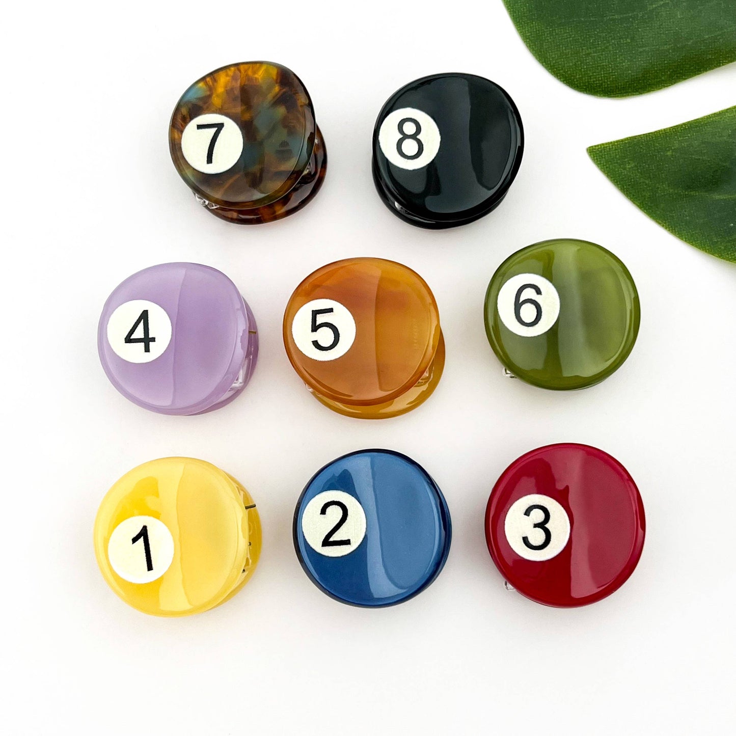 Mini Billiard Ball Acetate Claw Clip