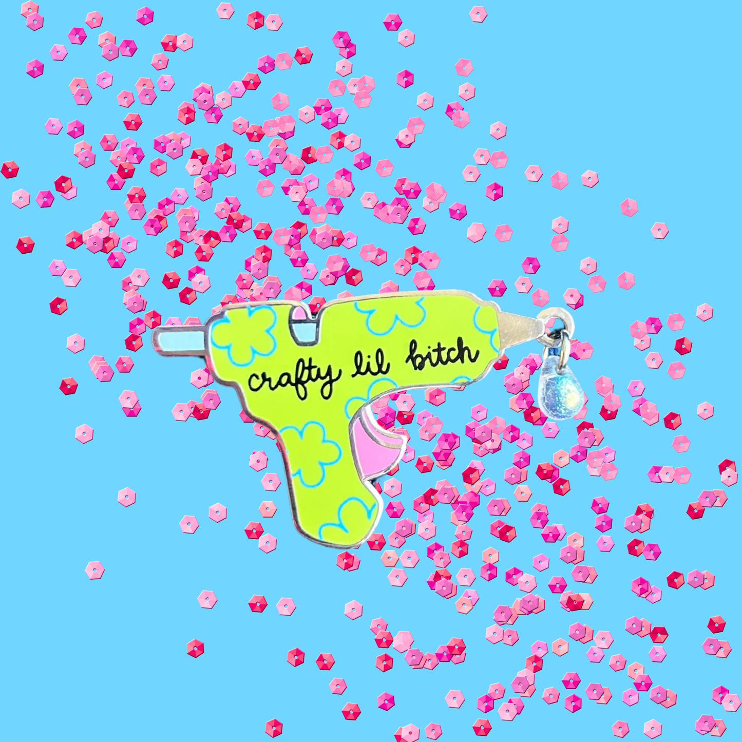 "Crafty Lil Bitch" Hot Glue Gun Enamel Pin
