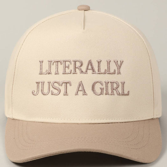 "Literally Just A Girl" Embroidered Two Tone Trucker Hat
