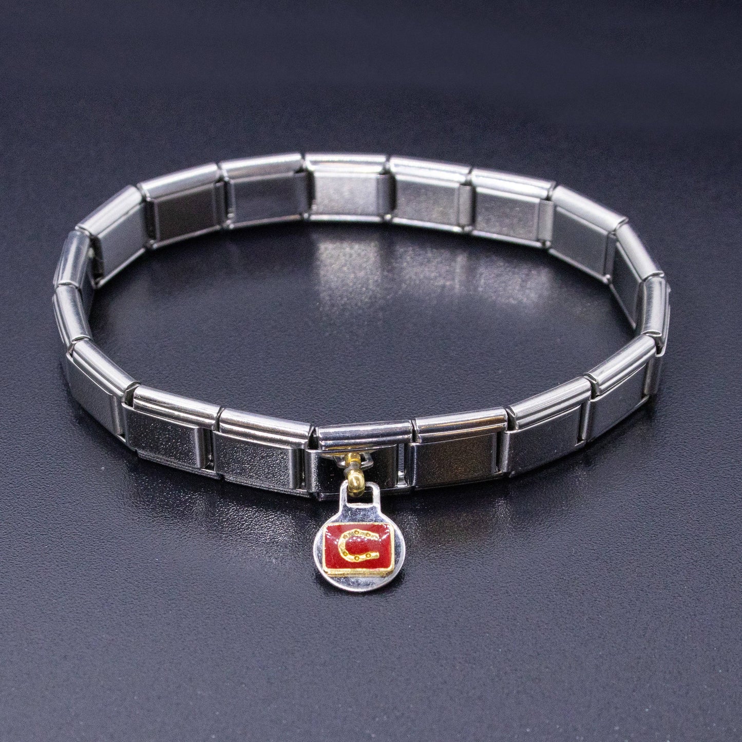 Red Horseshoe Dangle Italian Charm