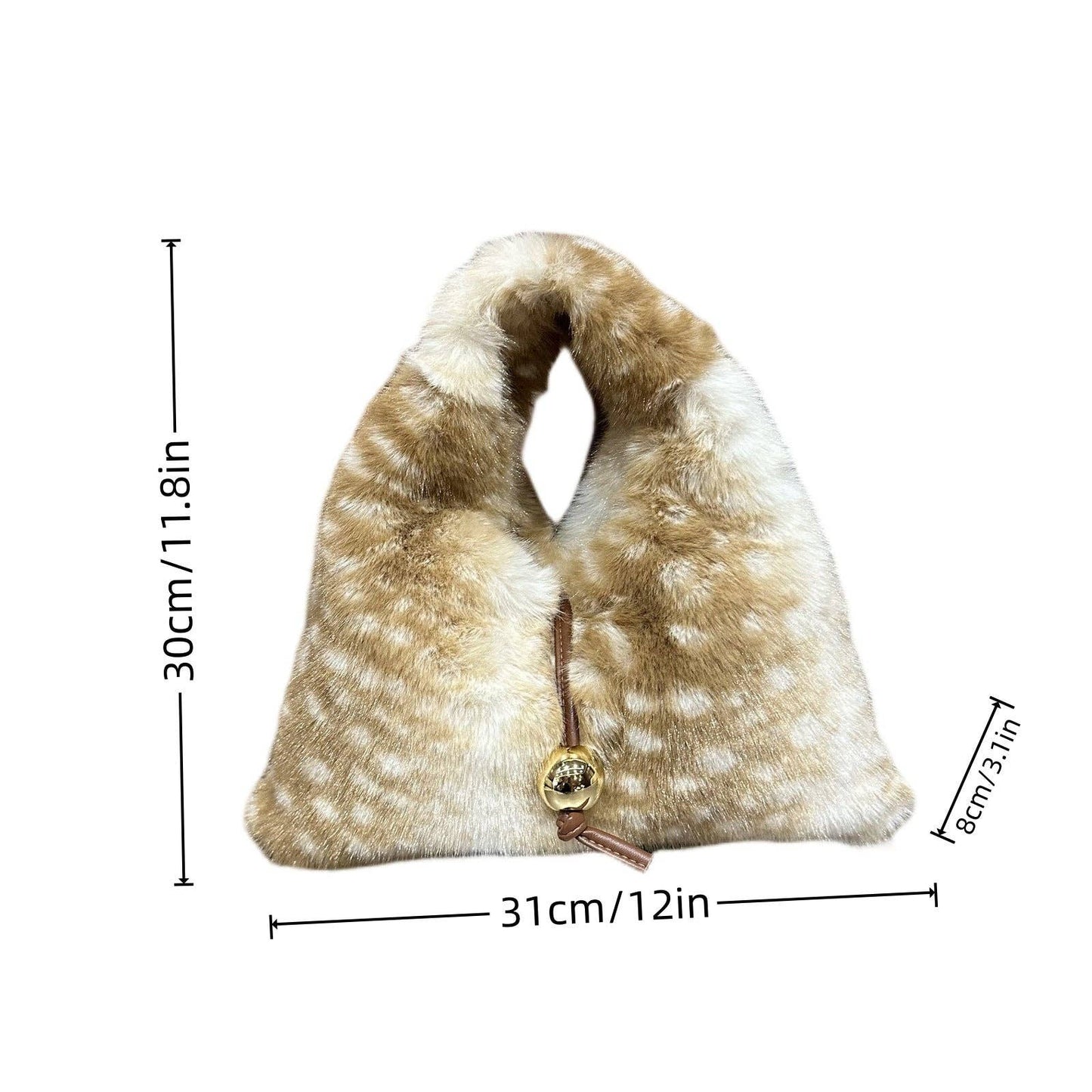 Faux Fur Deer Print Mini Tote Crossbody Bag