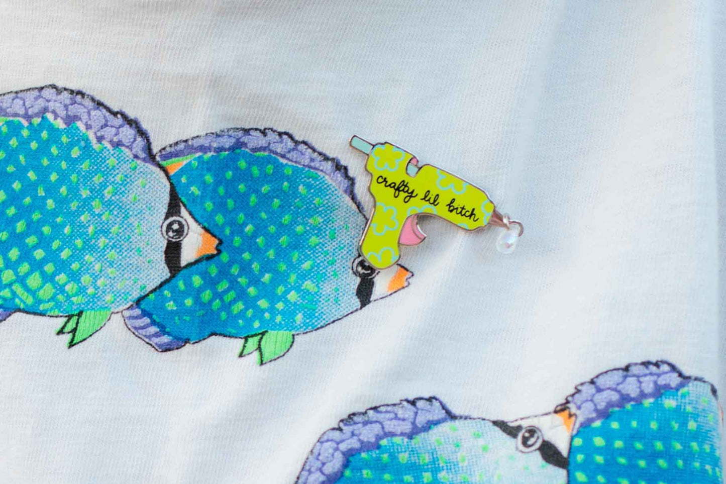 "Crafty Lil Bitch" Hot Glue Gun Enamel Pin