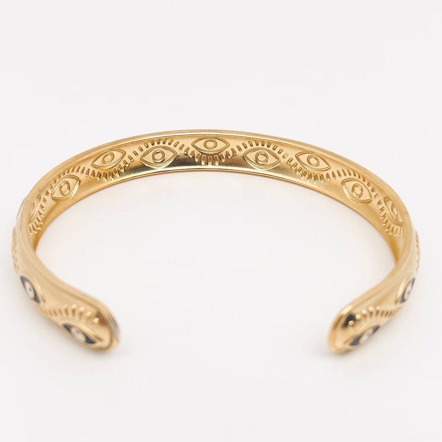 Evil Eye 18k Gold Plated Steel Bangle Cuff