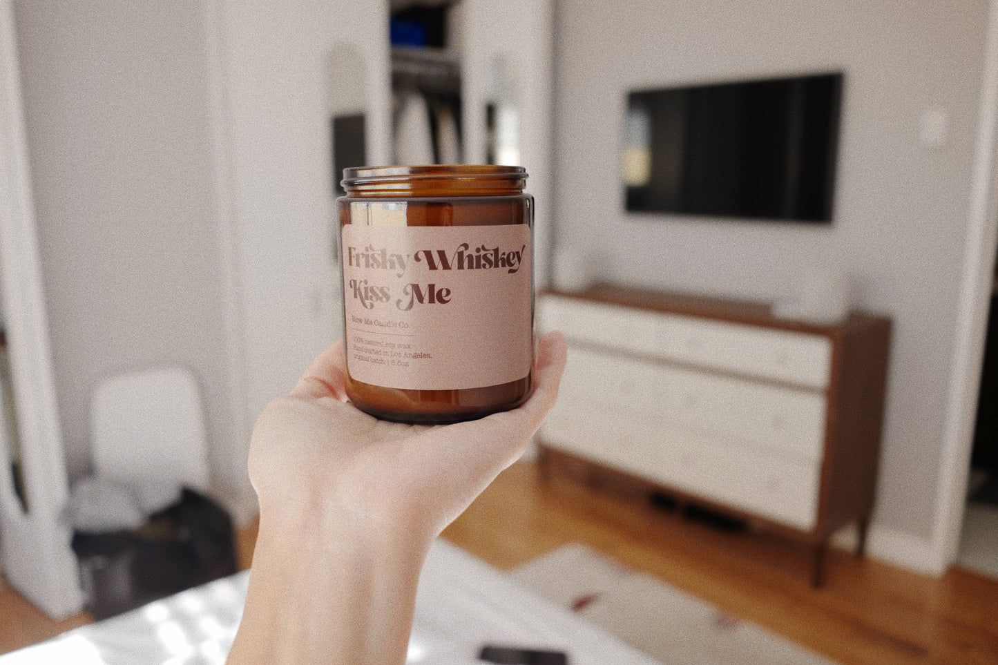 Frisky Whiskey Kiss Me Candle