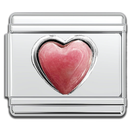 Pink Jade Heart Italian Charm
