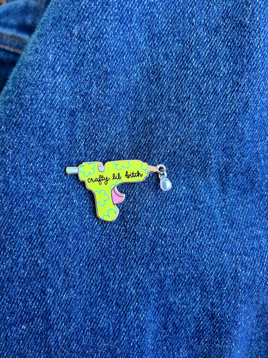 "Crafty Lil Bitch" Hot Glue Gun Enamel Pin