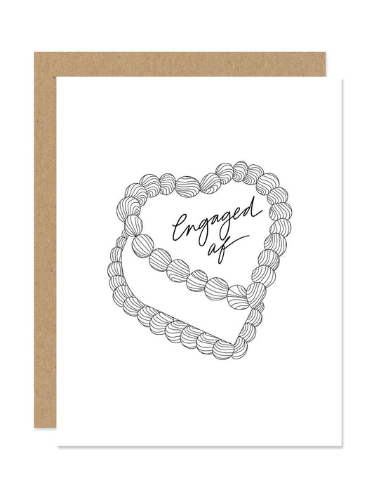 Engaged AF Heart-Shaped Cake Greeting Card