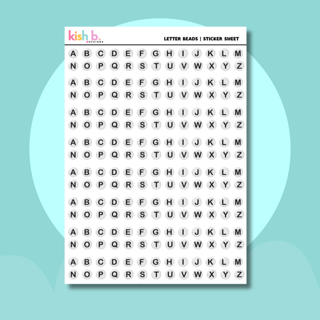 Letter Beads Sticker Sheet