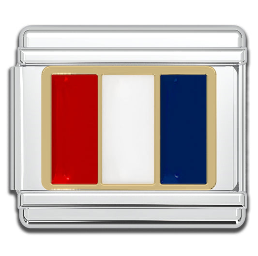 Italian Charms - France Flag, 9mm Enamel Bracelet Links