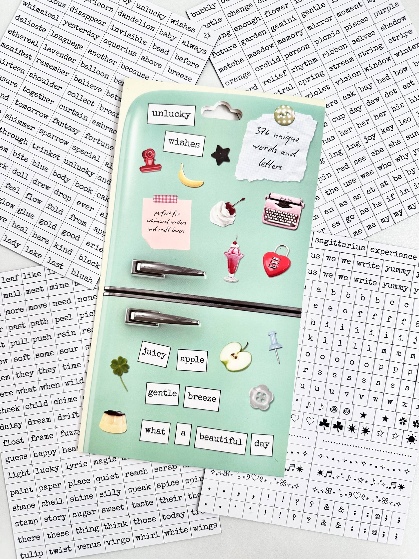 Whimsical Poetry Magnets | 376 Unique Words & Letters
