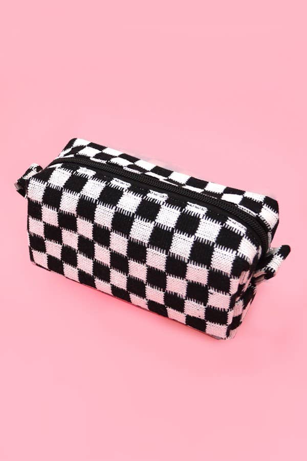 Checker Make-up Pouch Bag